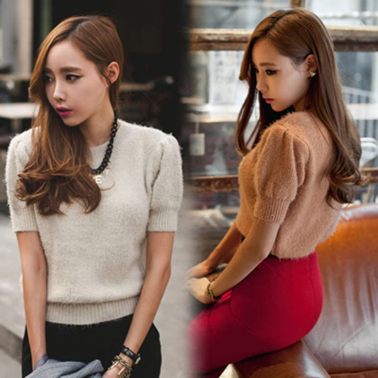 【ts9912】 清楚でフェミニンな印象を与えてくれる半袖ニットソー アンゴラパ… | KawaiCat | 詳細画像2 