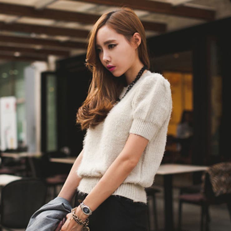 【ts9912】 清楚でフェミニンな印象を与えてくれる半袖ニットソー アンゴラパ… | KawaiCat | 詳細画像3 