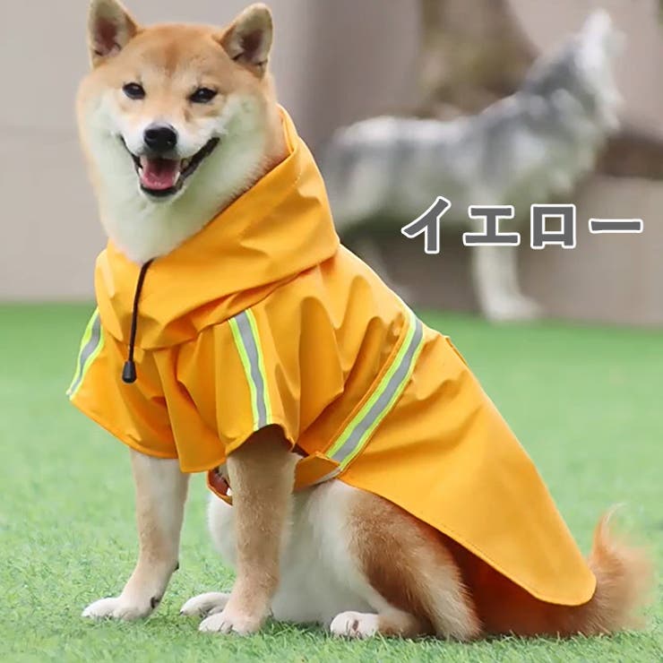ペット用 レインウエア レインコート 犬服 ドッグ dog フード付き 雨具 カッパ 反射板 お散歩 お出掛け 雨降り 夜間 スナップボタン リード穴