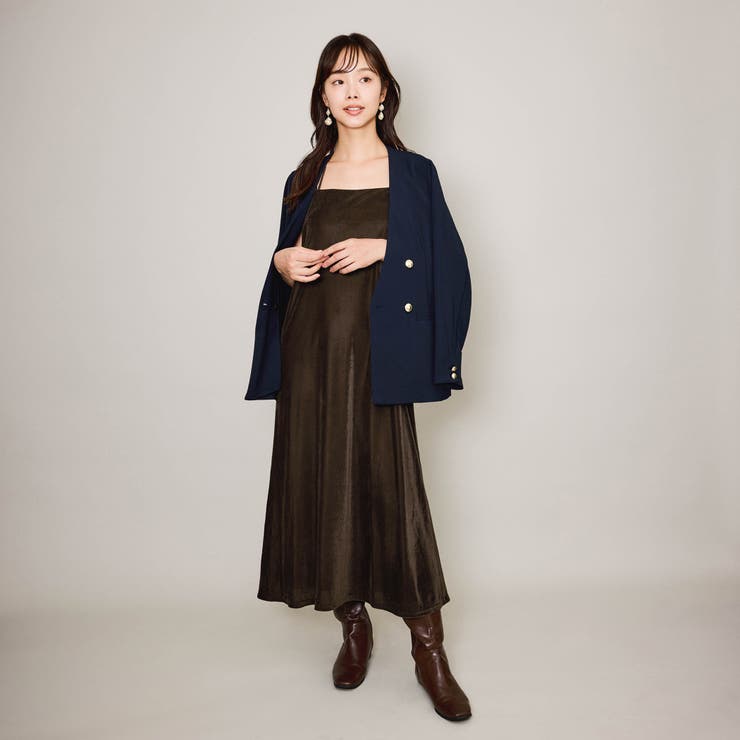 ブラウン | シアーベロアダブルストラップキャミドレス≪手洗い可能≫ | QUEENS COURT