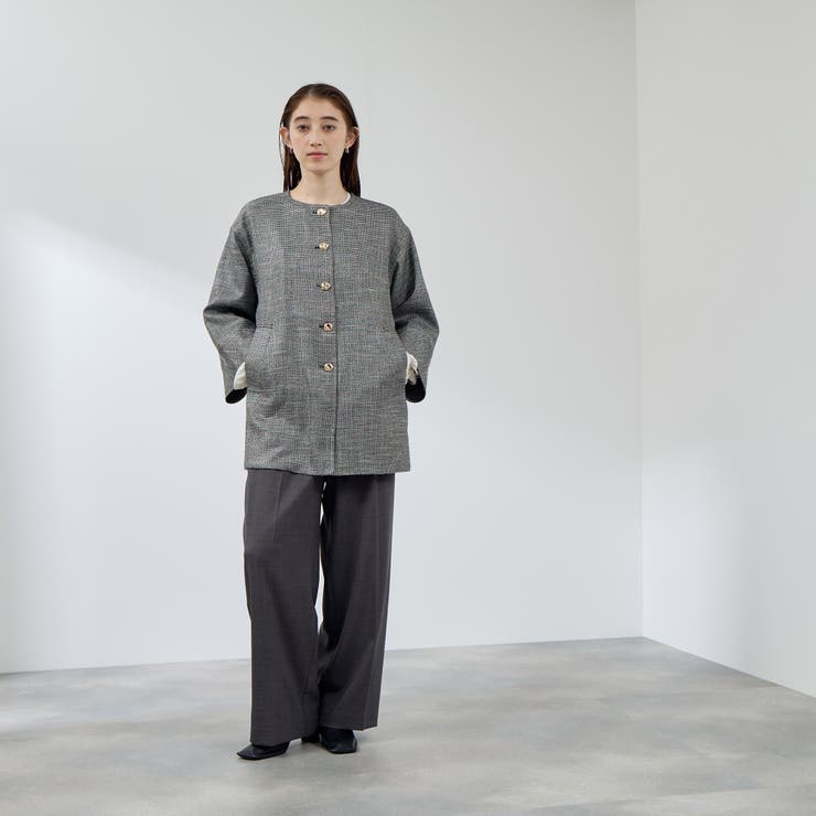 ツィード調ハウンドトゥースノーカラーコート≪手洗い可能≫ | QUEENS COURT | 詳細画像5 