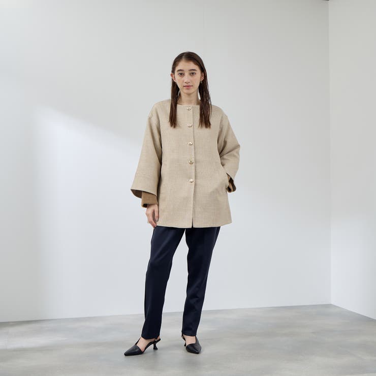 ツィード調ハウンドトゥースノーカラーコート≪手洗い可能≫ | QUEENS COURT | 詳細画像7 