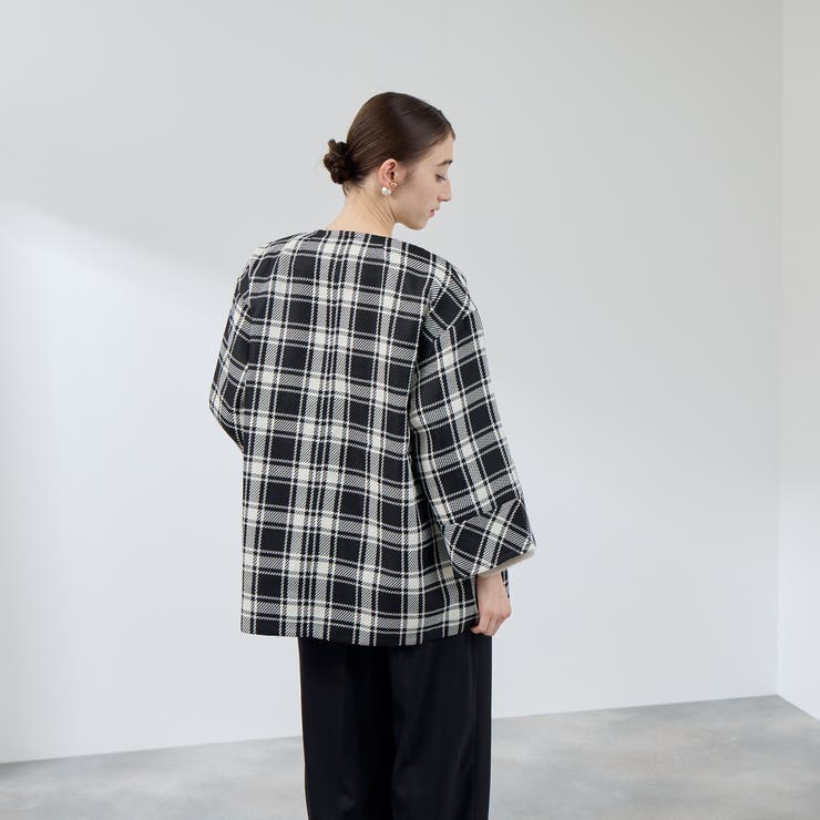 ツィーディチェックノーカラーコート≪手洗い可能≫ | QUEENS COURT | 詳細画像3 