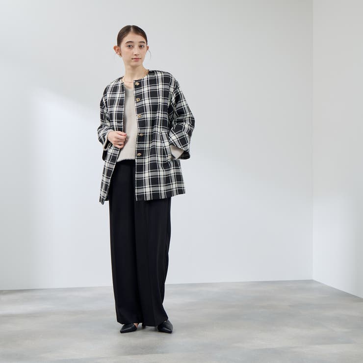 ツィーディチェックノーカラーコート≪手洗い可能≫ | QUEENS COURT | 詳細画像6 