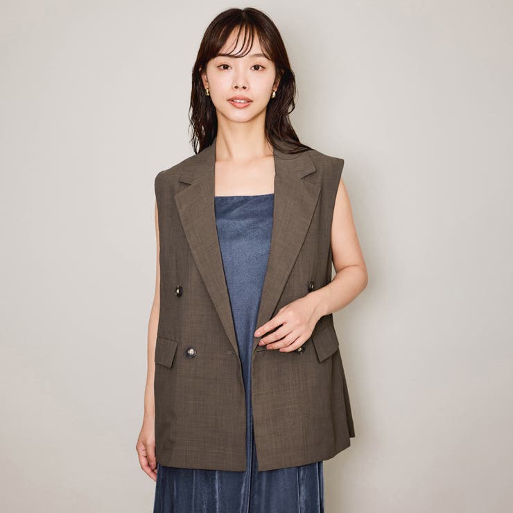 ブラウン | ハイツイストクロスジレベスト≪手洗い可能≫ | QUEENS COURT
