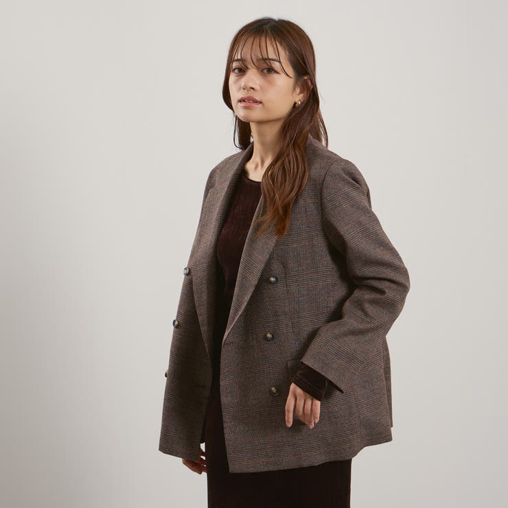 ブラウン系その他 | マルチグレンチェックテーラードジャケット≪手洗い可能≫ | QUEENS COURT