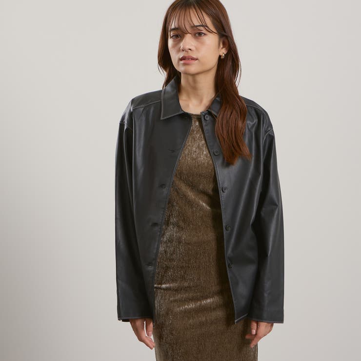 ブラック | シープナッパチョウステンカラージャケット | QUEENS COURT