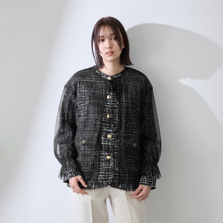 チュールレイヤーセットツィードジャケット | QUEENS COURT | 詳細画像4 