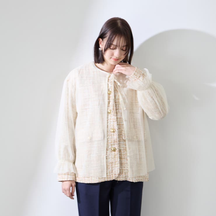 チュールレイヤーセットツィードジャケット | QUEENS COURT | 詳細画像9 