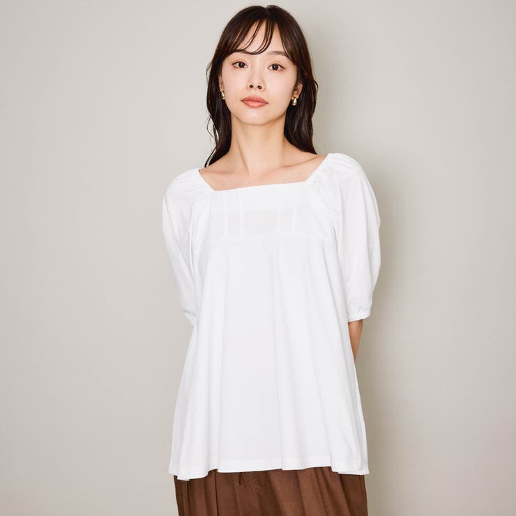 オフホワイト | クリアテンジクパフペプラムプルオーバー≪洗濯機で洗える≫ | QUEENS COURT