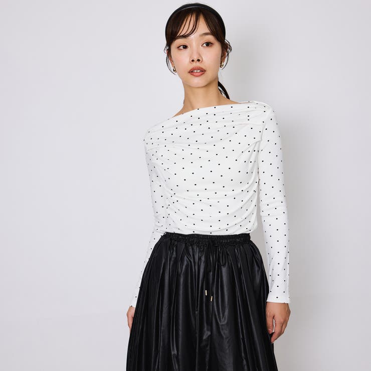 モノトーンドットオフショルカットソー≪手洗い可能≫ | QUEENS COURT | 詳細画像2 