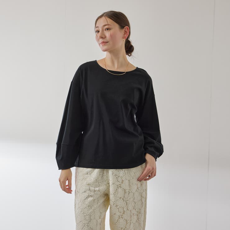 ブラック | シルキースムースランタンスリーブカットソー≪手洗い可能≫ | QUEENS COURT