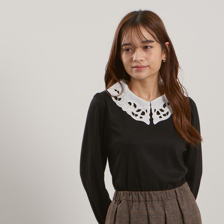 レースカラーラメMIXカットソー≪手洗い可能≫ | QUEENS COURT | 詳細画像2 