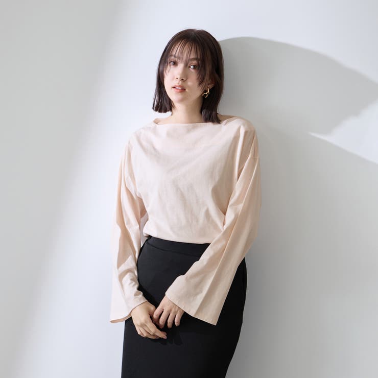 ピンク | ハイゲージ天竺ボートネックプルオーバー | QUEENS COURT