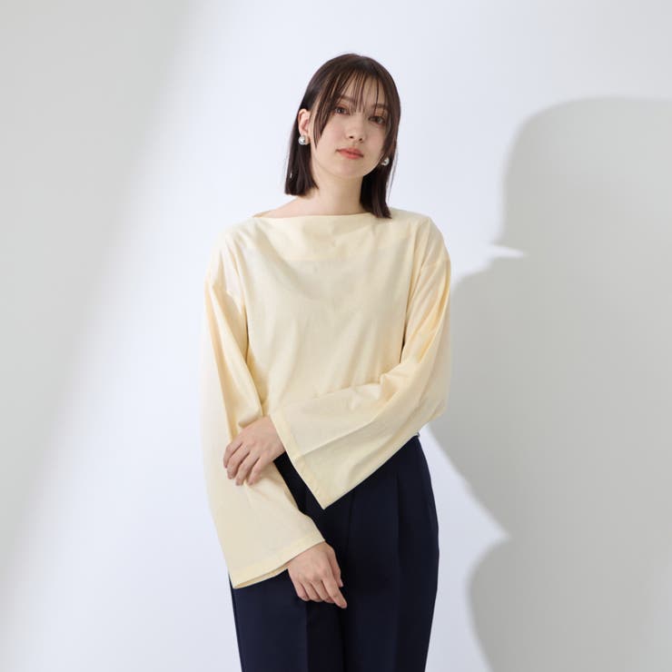 イエロー | ハイゲージ天竺ボートネックプルオーバー | QUEENS COURT