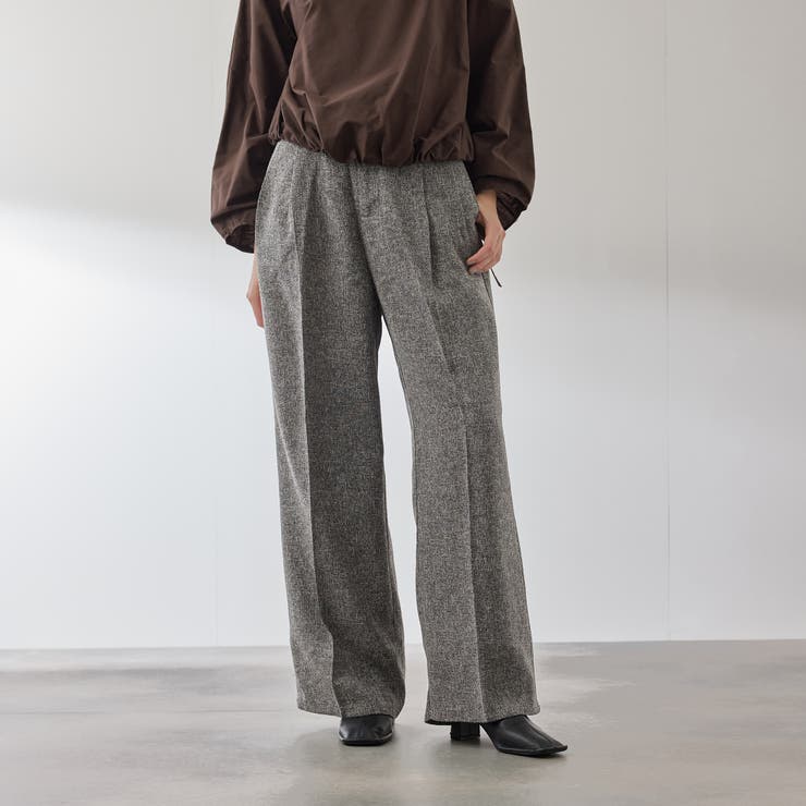 ブラック | ライトツィードタックパンツ≪手洗い可能≫ | QUEENS COURT