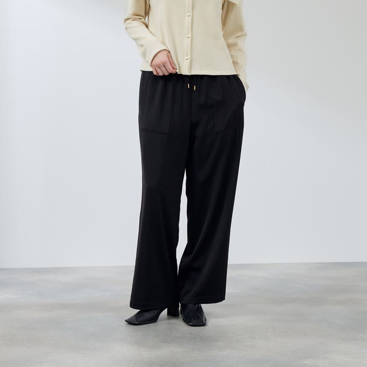 ブラック | スポンディッシュサテンイージーパンツ≪手洗い可能≫ | QUEENS COURT