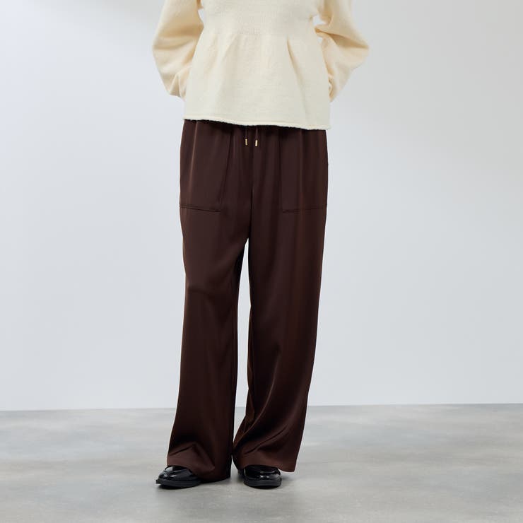 ブラウン | スポンディッシュサテンイージーパンツ≪手洗い可能≫ | QUEENS COURT