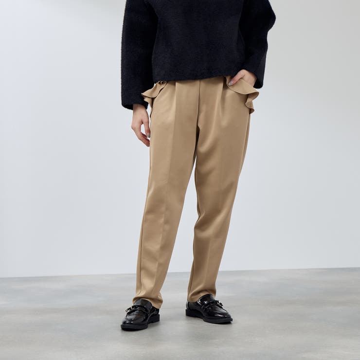 キャメル | フリルポケットテーパードパンツ≪手洗い可能≫ | QUEENS COURT