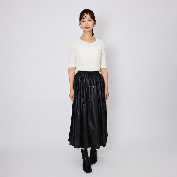 シアーレザー調フレアスカート≪手洗い可能≫ | QUEENS COURT | 詳細画像12 