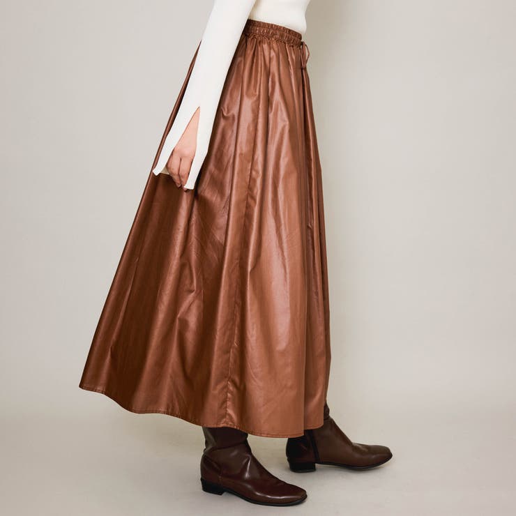 シアーレザー調フレアスカート≪手洗い可能≫ | QUEENS COURT | 詳細画像3 
