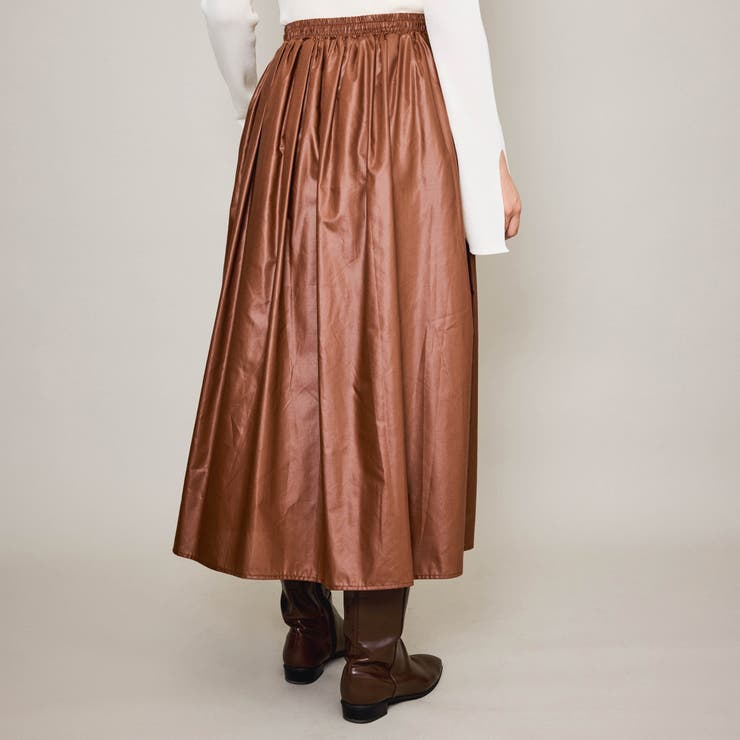 シアーレザー調フレアスカート≪手洗い可能≫ | QUEENS COURT | 詳細画像4 