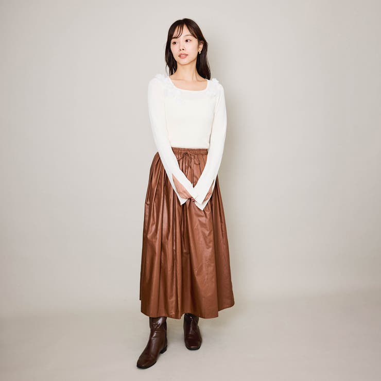 シアーレザー調フレアスカート≪手洗い可能≫ | QUEENS COURT | 詳細画像7 
