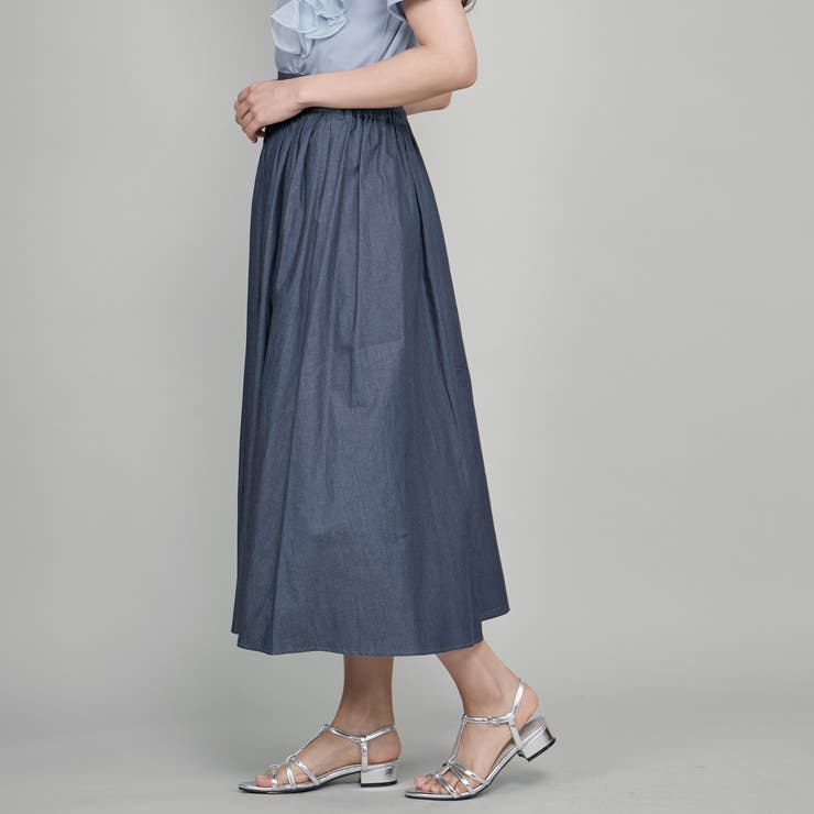 ダンガリーデニムギャザーフレアスカート≪手洗い可能≫ | QUEENS COURT | 詳細画像2 