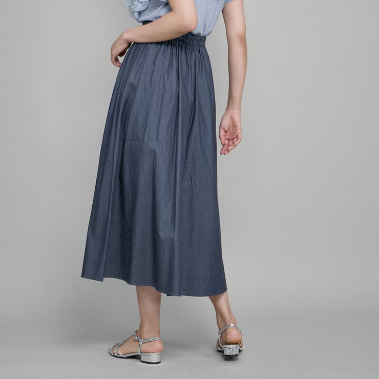 ダンガリーデニムギャザーフレアスカート≪手洗い可能≫ | QUEENS COURT | 詳細画像3 