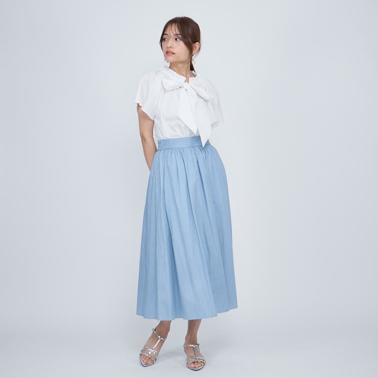 ダンガリーデニムギャザーフレアスカート≪手洗い可能≫ | QUEENS COURT | 詳細画像9 