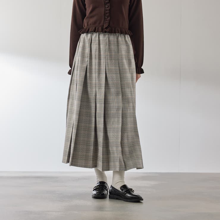ホワイト系その他 | マルチグレンチェックタックプリーツスカート≪手洗い可能≫ | QUEENS COURT