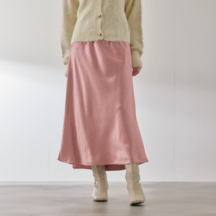ピンク | シルキーヘビーサテンスカート≪手洗い可能≫ | QUEENS COURT