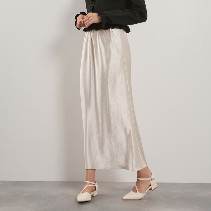 アイボリー | シルキーヘビーサテンスカート≪手洗い可能≫ | QUEENS COURT