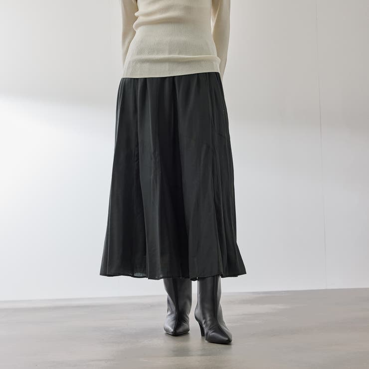 ブラック | シルキーローンウエストプリーツスカート≪手洗い可能≫ | QUEENS COURT