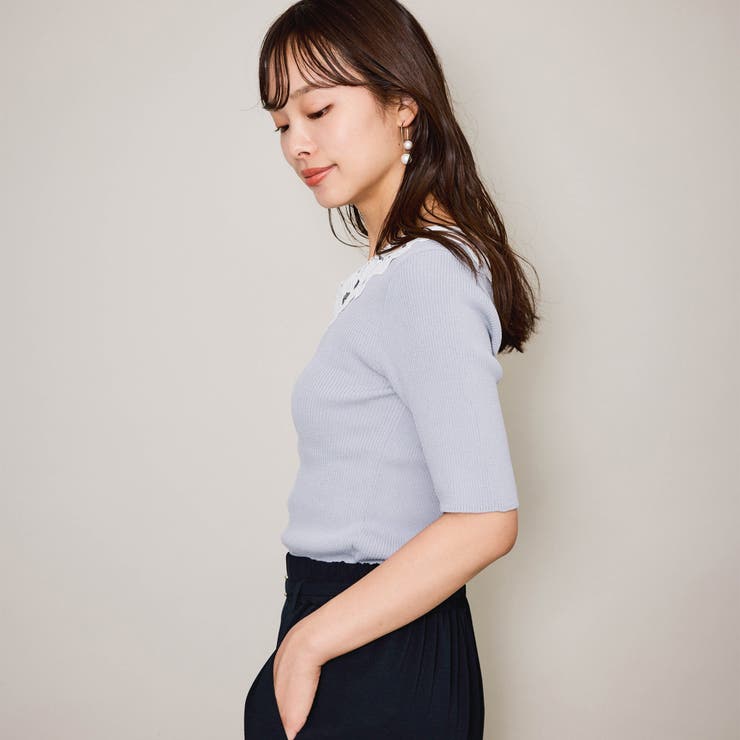 リボンレースカラーリブニット≪手洗い可能≫ | QUEENS COURT | 詳細画像2 