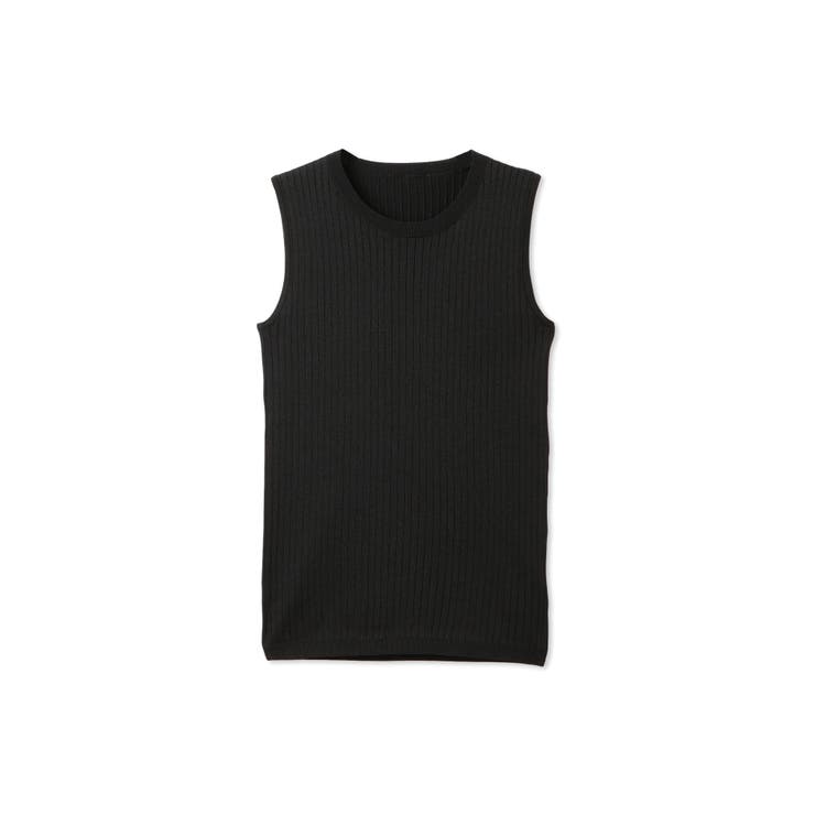 ブラック | ブライトワイドリブスリーブレスニット≪手洗い可能≫ | QUEENS COURT