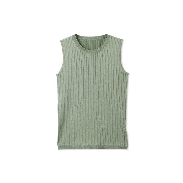 グリーン | ブライトワイドリブスリーブレスニット≪手洗い可能≫ | QUEENS COURT