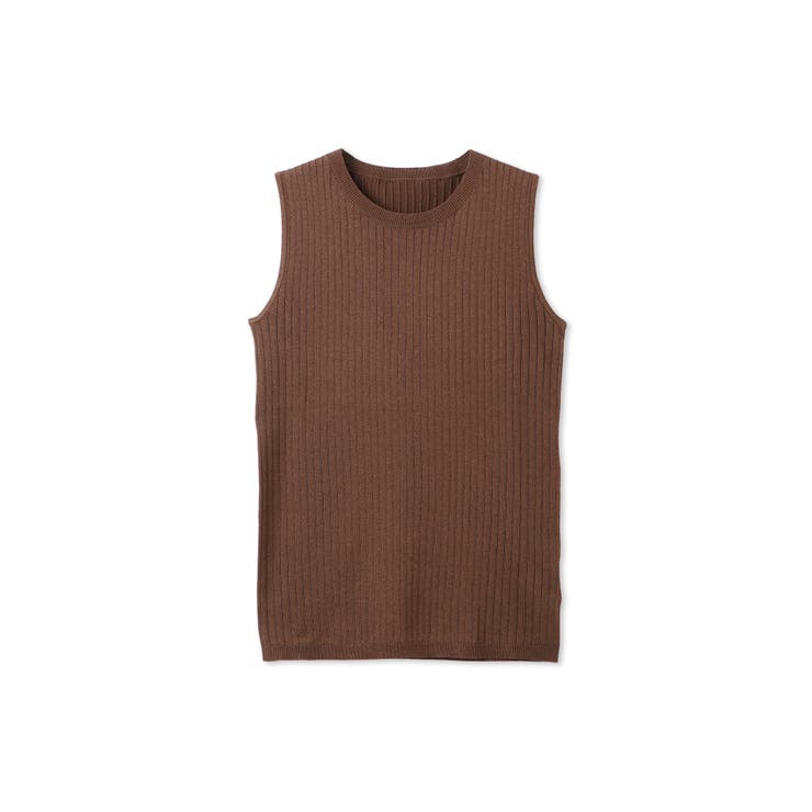 ブラウン | ブライトワイドリブスリーブレスニット≪手洗い可能≫ | QUEENS COURT