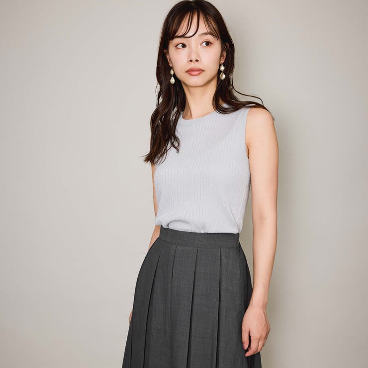 ライトグレー | ブライトワイドリブスリーブレスニット≪手洗い可能≫ | QUEENS COURT