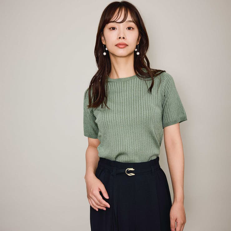 グリーン | ブライトワイドリブニット≪手洗い可能≫ | QUEENS COURT