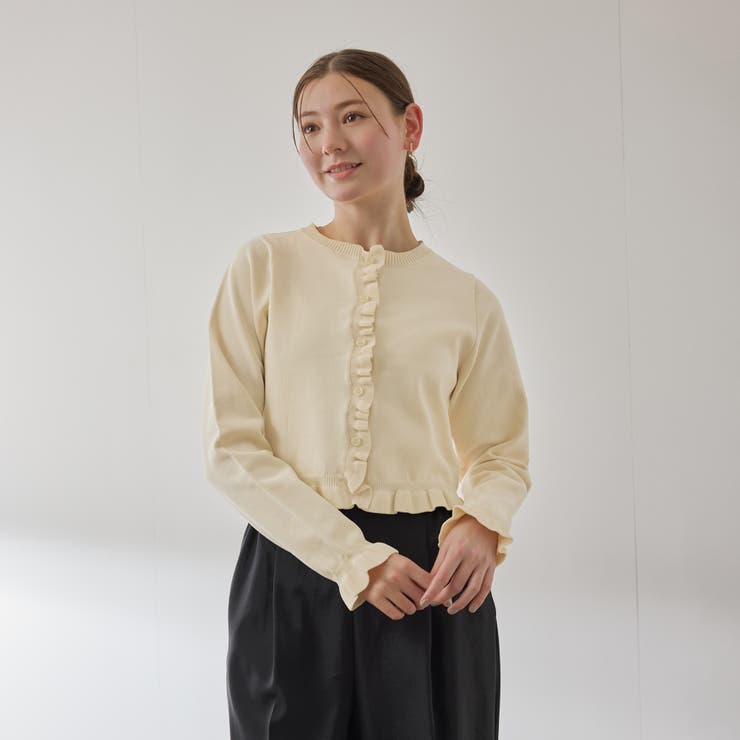 スポンディッシュニットフリルカーディガン≪手洗い可能≫ | QUEENS COURT | 詳細画像1 