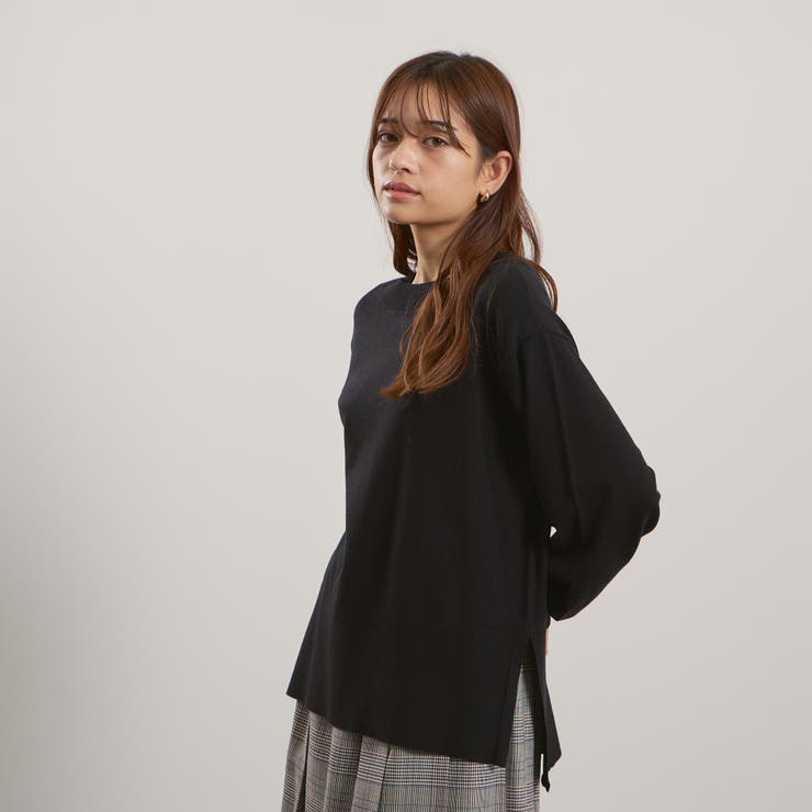 ブラック | シアバターボートネックニット≪手洗い可能≫ | QUEENS COURT