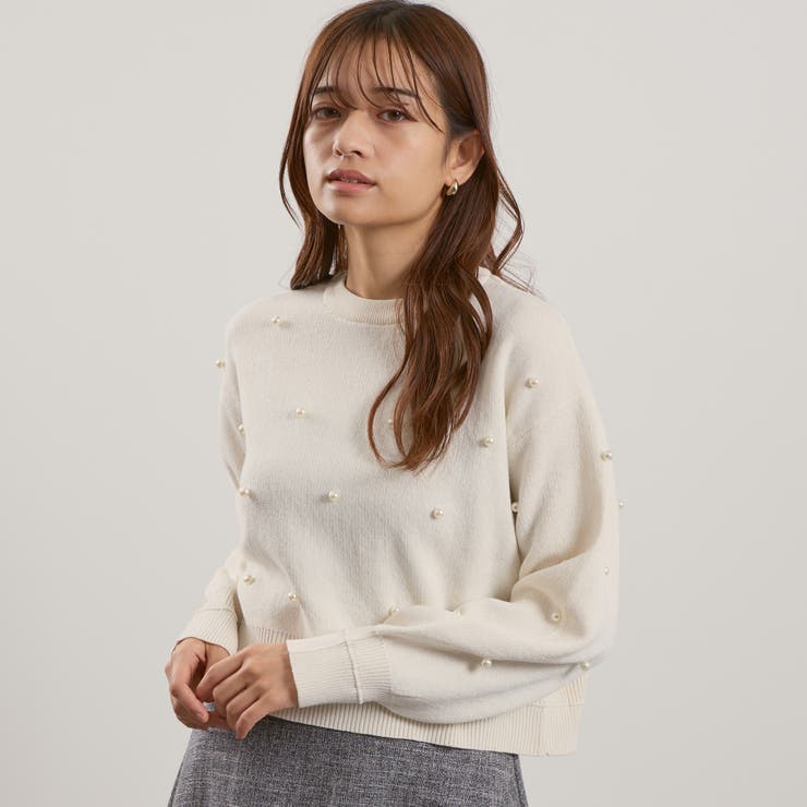 オフホワイト | パールドットニットプルオーバー≪手洗い可能≫ | QUEENS COURT
