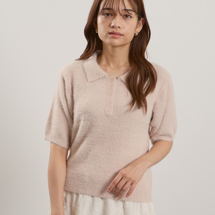 シャギーヤーンポロニットトップス≪手洗い可能≫ | QUEENS COURT | 詳細画像2 