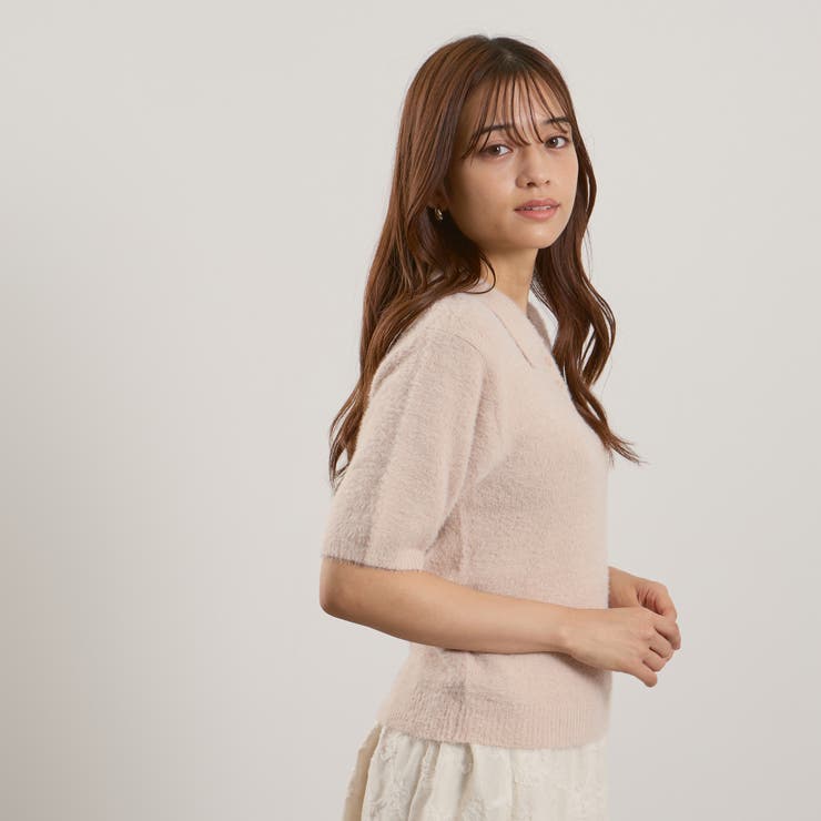 シャギーヤーンポロニットトップス≪手洗い可能≫ | QUEENS COURT | 詳細画像3 