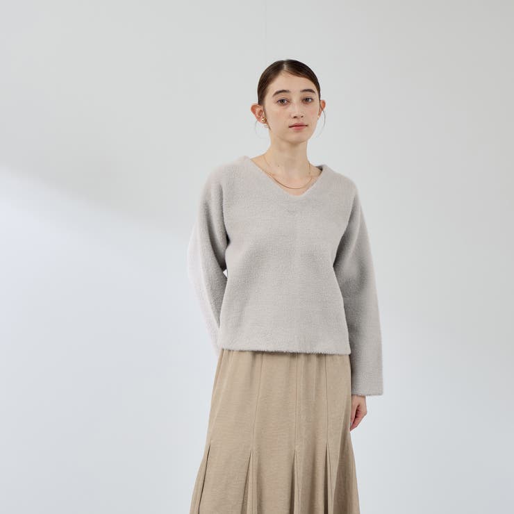 ライトグレー | フェレットタッチWフェイスボクシーニット≪手洗い可能≫ | QUEENS COURT