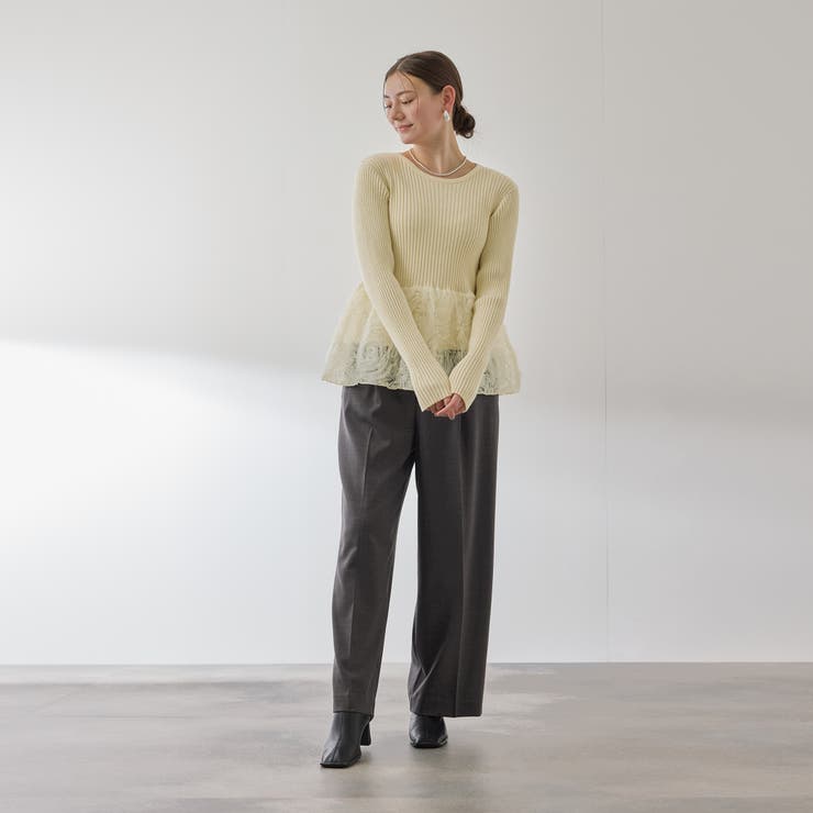 フラワーチュールペプラムリブニット≪手洗い可能≫ | QUEENS COURT | 詳細画像3 