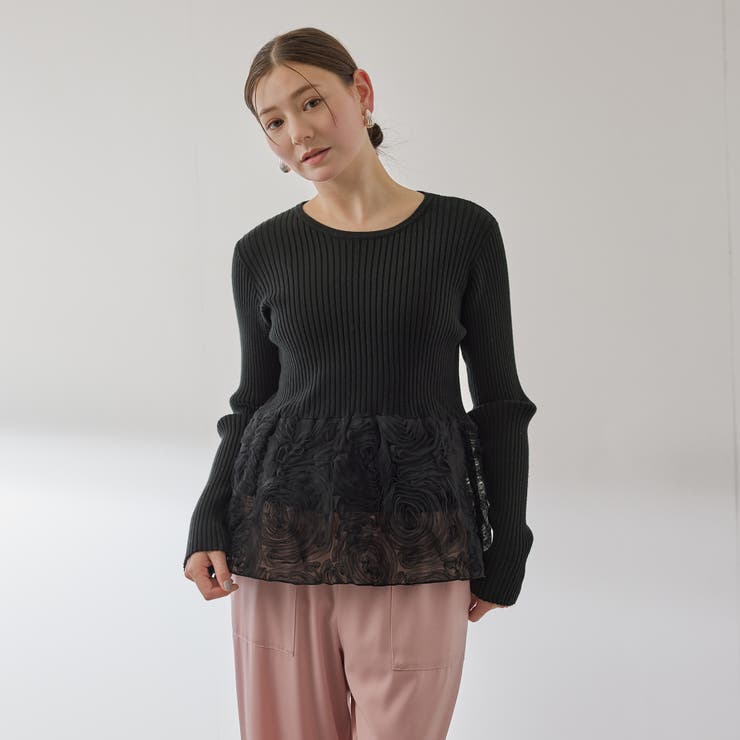 フラワーチュールペプラムリブニット≪手洗い可能≫ | QUEENS COURT | 詳細画像5 