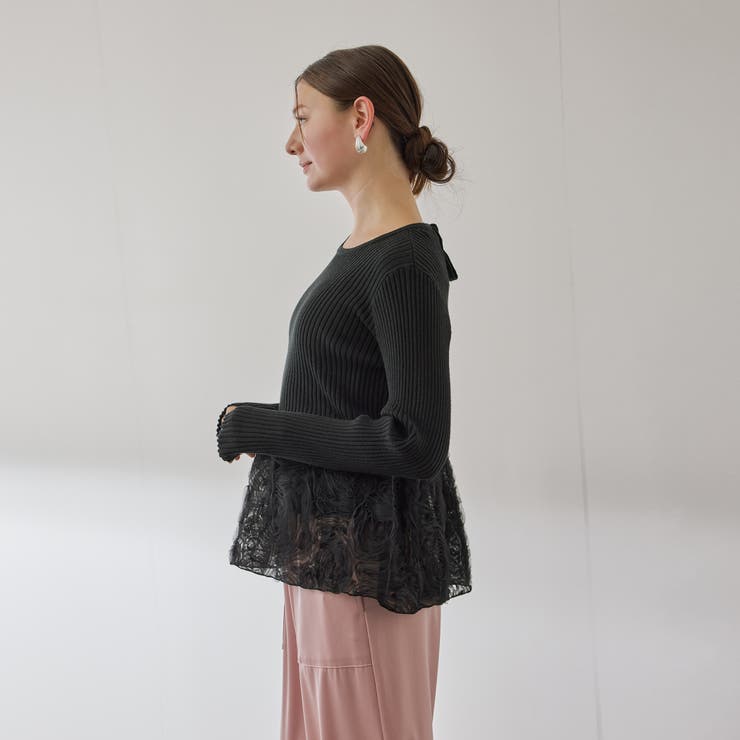 フラワーチュールペプラムリブニット≪手洗い可能≫ | QUEENS COURT | 詳細画像6 