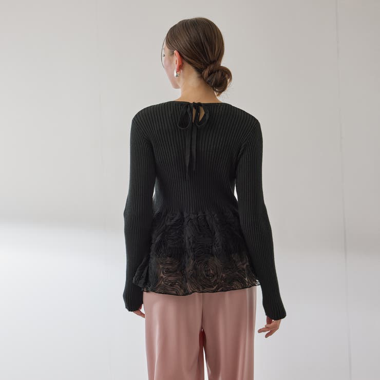 フラワーチュールペプラムリブニット≪手洗い可能≫ | QUEENS COURT | 詳細画像7 